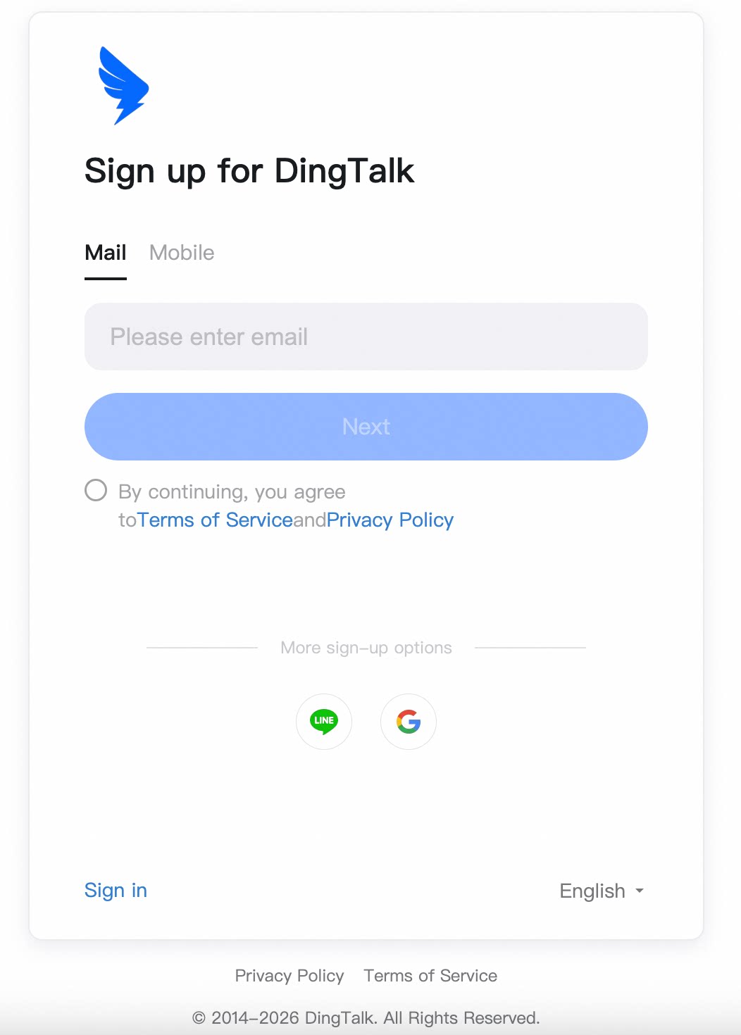 Choose a sign-up method