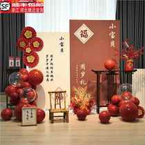 Babys first birthday layout background wall boys and girls catching weeks balloon scene decoration custom kt board background board