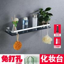 No punching tempered glass bathroom rectangular bathroom dressing table toilet wall bathroom storage shelf