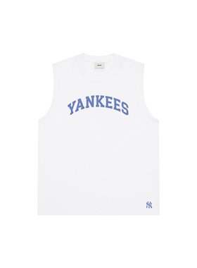 MLB SS24 纽约洋基队 圆领美式字母印花背心 男女同款 米白色