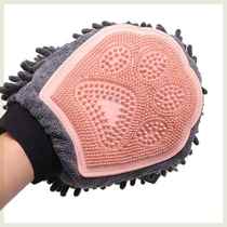Japanese dog bathing gloves cat bathing brush and towel two-in-one pet double-sided cleaning massage bath absorbing water