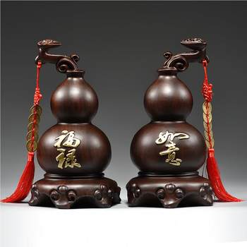 Carved ebony solid wood carved gourd ornaments ruyike entrance tv cabinet crafts gift ornaments opening decoration qiao