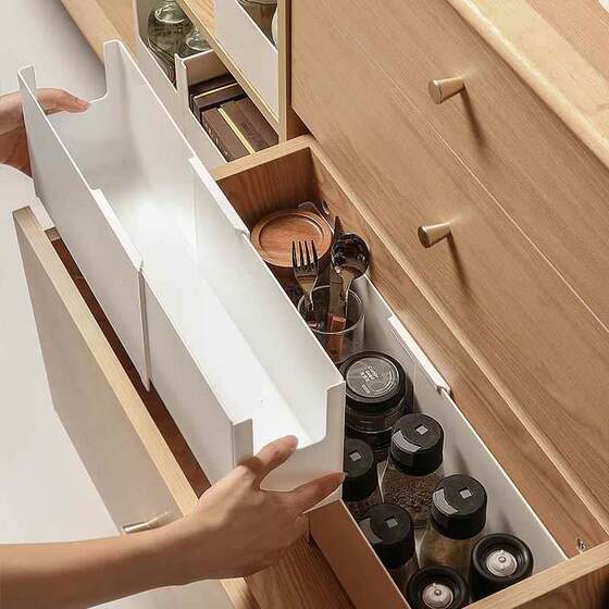 Japanese Drawer-Style Snack Storage Box, Extendable Kitchen Household Right-Angle Seasoning Storage Box, Plastic Miscellaneous Organizer