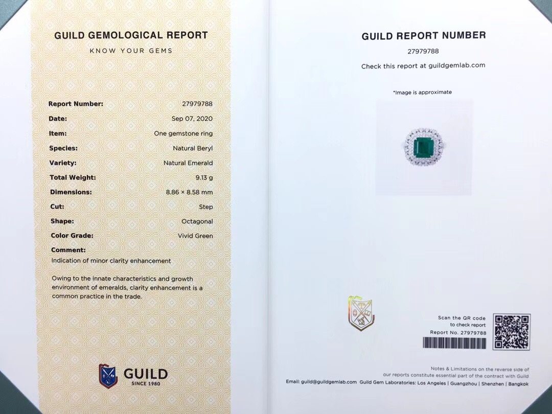 【guild国际大证】4.6ct 祖母绿两用款 18k金镶嵌 色美 晶体美