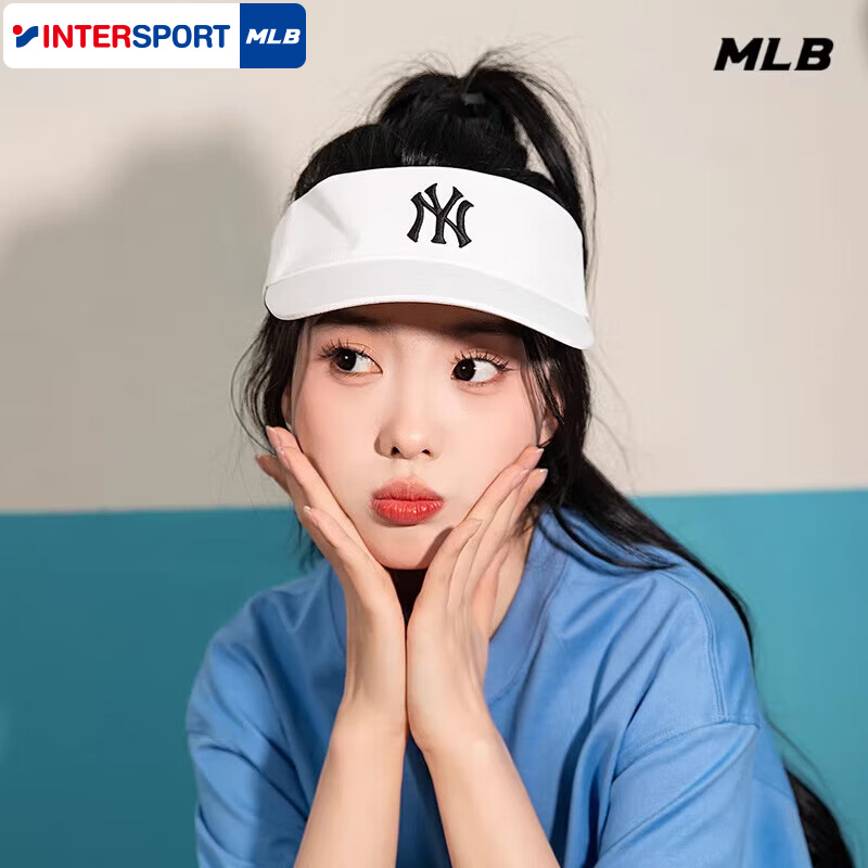 MLB官方男女帽子24春季户外遮阳空顶帽运动帽白色骑行帽3ASC00543