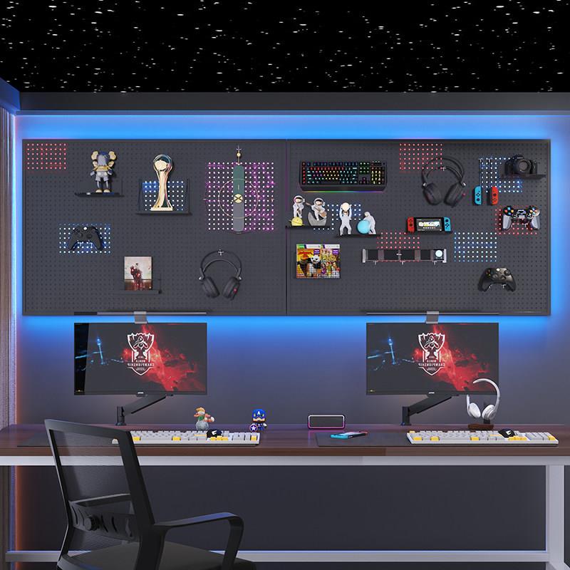 E-sports hole board custom room decoration storage rack computer desk background study wall hanging board storage display rack