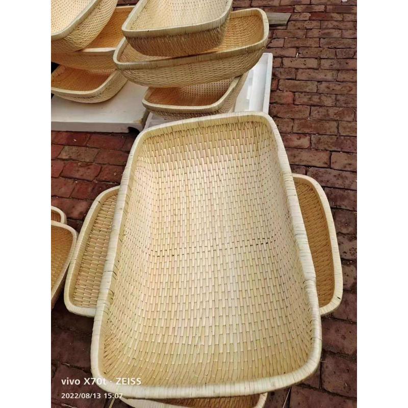 Wicker Basket, Rattan Storage Basket, Rectangular Steamed Bun Basket, Large Household Basket, Fresh Produce Basket, Dustpan, Wicker Basket for Cakes and Bread