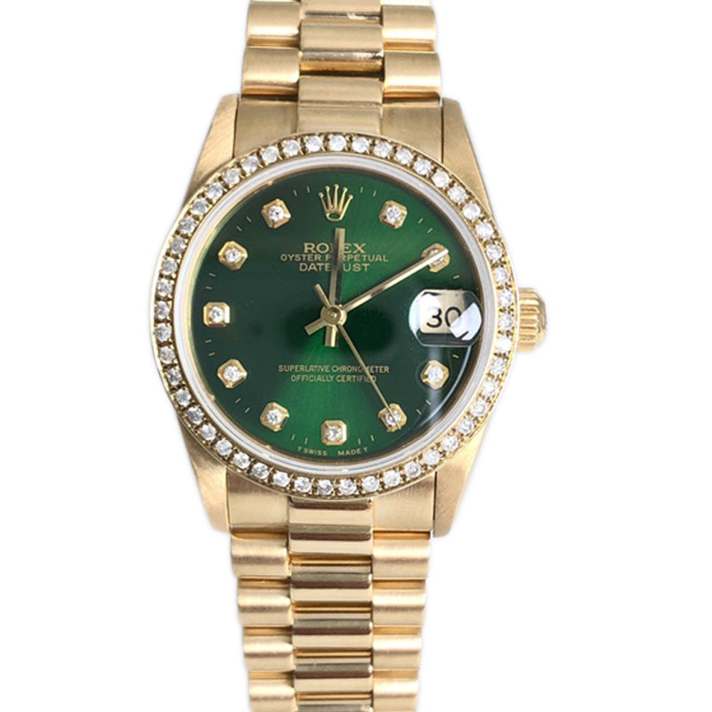 Rolex Datejust 31mm Mother-Of-Pearl Dial 18K Gold Diamond-Encrusted Automatic Mechanical Watch for Women 98% New 68278