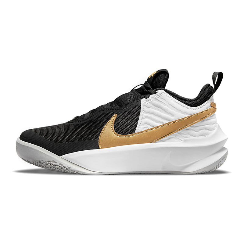 Nike Team Hustle D 10 运动舒适 透气 低帮 儿童篮球鞋 黑白拼接