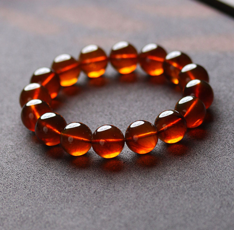 Natural Burmese Raw Ore 13-13.4mm Beautiful Flow-Patterned Brown-Red Amber Bracelet 20.05g8607