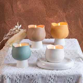 Nordic ins style tulip candle cup empty cup ceramic aromatherapy candle candle holder high-end multi-purpose home furnishings