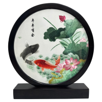 High-quality Suzhou embroidery pure handmade double-sided embroidery table screen More surplus every year New Chinese style ornaments gift box collection for gift giving