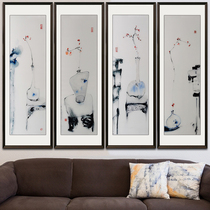 Ingenious high-quality embroidery Celadon Plum Vase Series four-panel Suzhou embroidery one to four silk embroideries purely handmade