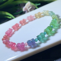 About 5 1mm Natural Lotus Brazilian Tourmaline Bracelet Women 8 3g Rainbow Tourmaline Bracelet Candy Color 16800