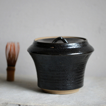 Japanese period objects tea ceremony utensils ancient Satsuma-yaki kiln Yoshinaga crystal pole made of flat-shouldered water finger inscribed