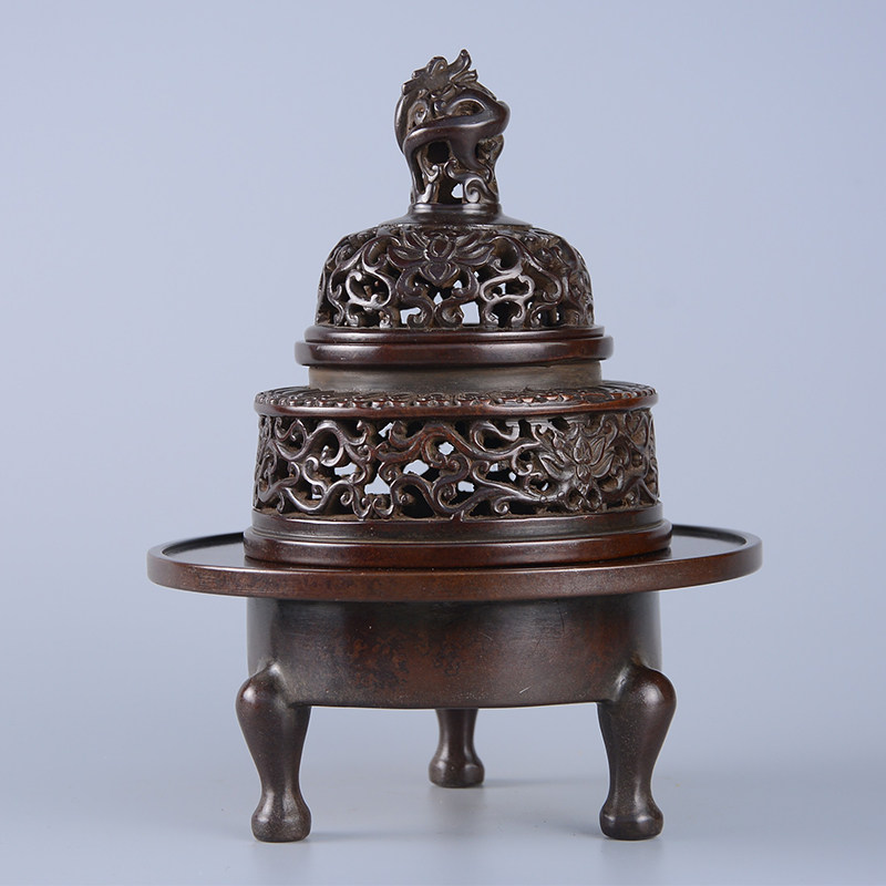 Antique bronze home decoration New Chinese furniture collection of incense furnace non - legacy gift King furnace