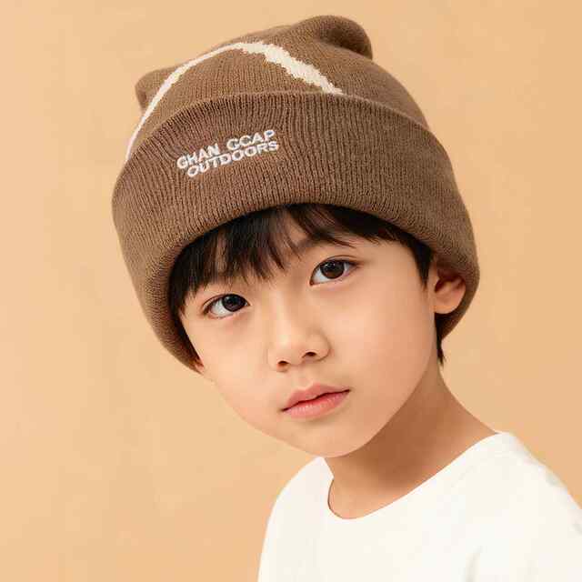 Children's woolen hat for boys and girls in autumn and winter, warm and cold hat, outdoor mountaineering and skiing, versatile ear protection knitted hat, trendy brand