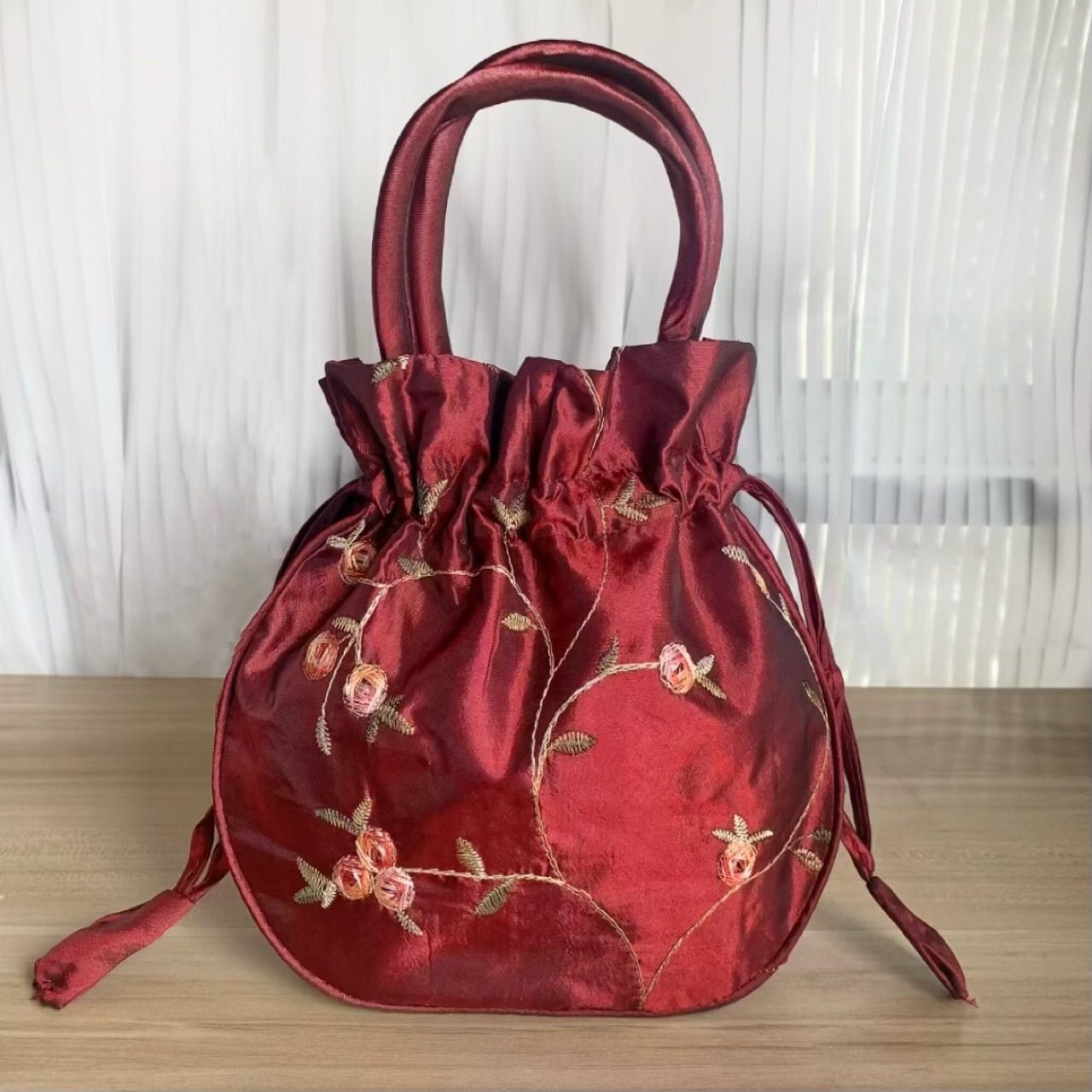 Тканевая сумка-клатч с ручной вышивкой в китайском стиле, вышитая сумка Hanfu, кошелек для монет для мобильного телефона, молодежная сумка-ведро на шнурке