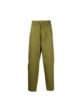 KENZO SS23 纯色高腰松紧直筒休闲裤 男款 绿色