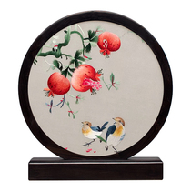 Suzhou embroidery pure hand embroidery purple sandalwood double-sided embroidery ornament Smiling Always Open creative Chinese style craft ornament