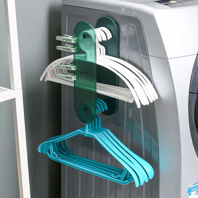 Clothes rack storage rack multi-function hook wall-mounted clothes rack sorting storage rack drying clothes support without hole punching