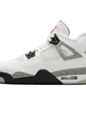 Jordan Air Jordan 4 Retro OG 舒适  中帮 儿童篮球鞋 白黑色