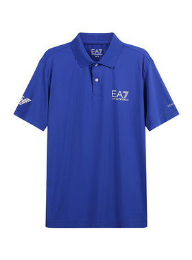 EMPORIO ARMANI/阿玛尼 EA7 SS24 印花套头短袖Polo衫男款 宝蓝色