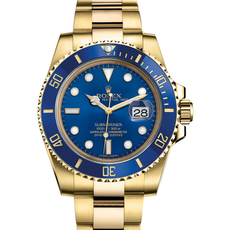Buy Now [9.8 New Condition] Rolex Submariner 18K Gold Automatic Mechanical Watch for Men 116618 All Gold Blue Submariner