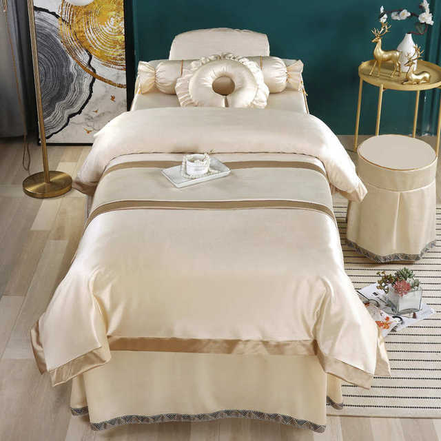 New beauty bed cover four-piece set high-end simple beauty salon light luxury massage bed cover bed sheet massage hair wash bed cover