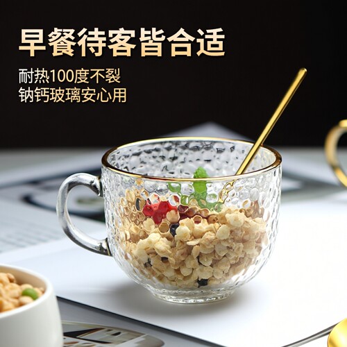 早餐杯麦片杯玻璃杯女带盖勺耐热