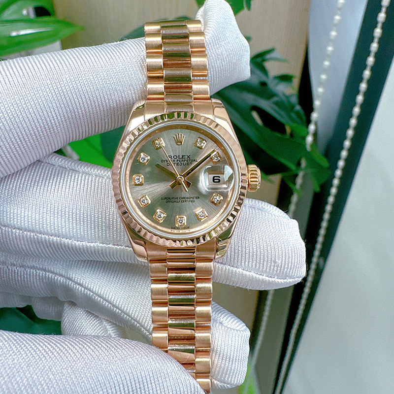 Direct Purchase Price: Large Gold Watch, 98% New Rolex Women's Watch, Rose Gold Women's Datejust Mechanical Wristwatch 179175