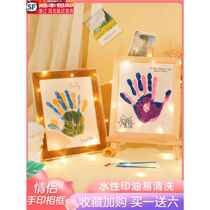 diy couple baby handprint photo frame press palm commemorative seal mud hanging painting decorative painting birthday gift arrangement