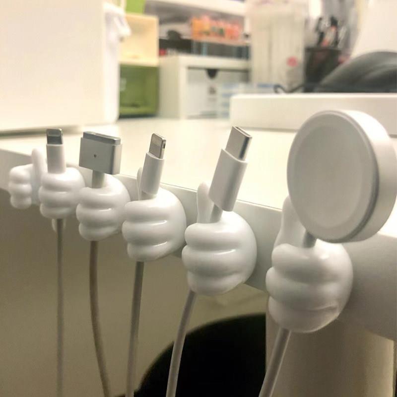 Thumb Hook Data Cable Organizer, Adhesive Hook Cable Organizer, Multifunctional, No-Drill, Traceless, Creative and Cute