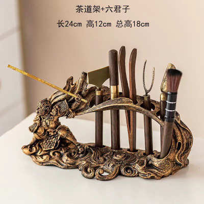Tea Ceremony Six Gentlemen Chinese Ebony Kung Fu Tea Set Tea Brush Pot Pen Tea Spoon Tea Ceremony Stand Ornament