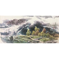 Landscape painting Hometown Mountains and Rivers Filled with Clouds by Seo Soon-chul a meritorious painter of Korean traditional painting in 2011