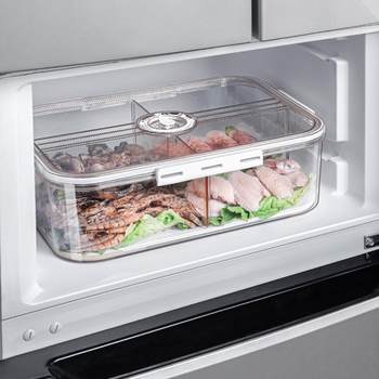 Pet large-capacity freezing storage box divided into thickened fruits and vegetables, vegetables sorting, fresh-keeping plastic refrigerator