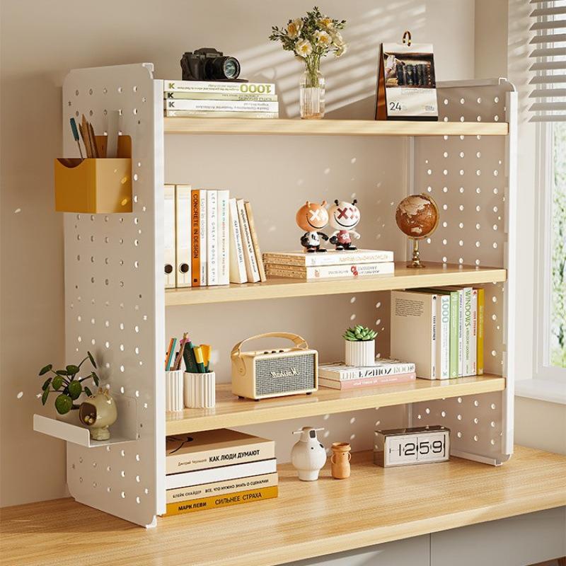 Desktop shelf desk bookshelves hole board home study desk multi-layer office station storage display rack
