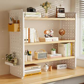 Desktop shelf desk bookshelves hole board home study desk multi-layer office station storage display rack