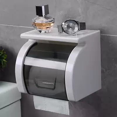 Cosmetic room waterproof tissue box toilet non-perforated paper towel rack bathroom roll sanitary paper box toilet wall wall suction Wall carton rack
