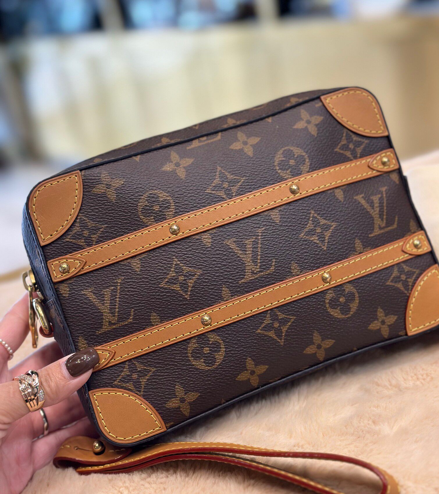 Клатч 【99新】lv路易威登soft trunk pouch老花手拿包男包女包正品包包 Louis Vuitton
