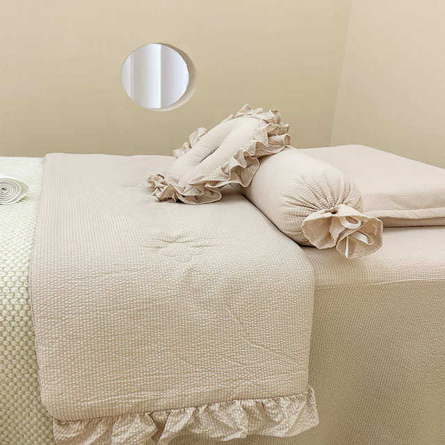 New spring and summer beauty bed cover four-piece set high-end light luxury solid color beauty salon special skin management special bed sheet