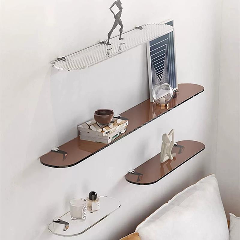 Wall Storage Rack Transparent Acrylic Router Suspended Wall Hanging Bookshelf One-Word Partition Rack Holder