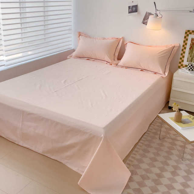 Solid color pure cotton bed sheets single piece spring and autumn simple dormitory women thickened plain color 100 full cotton quilt single pillowcase three piece set 3
