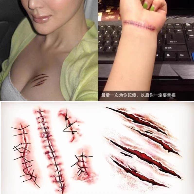 Scar Simulation Stickers, Wound Stickers, Scar Tattoo Stickers, Surgical Scar Tattoo Stickers, Scar Stickers, Stitch Stickers