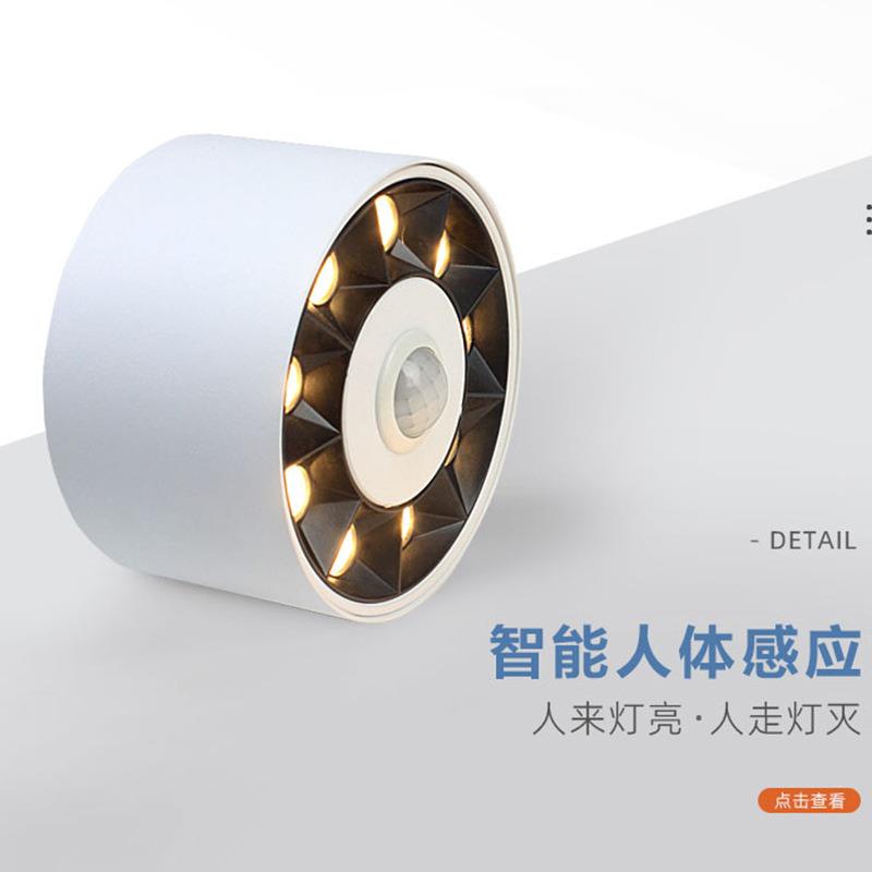 LED induction surface-mounted spotlights free of ceilings, home decoration, entrance aisle, entrance stairs, light-sensing human body-sensing anti-glare downlight