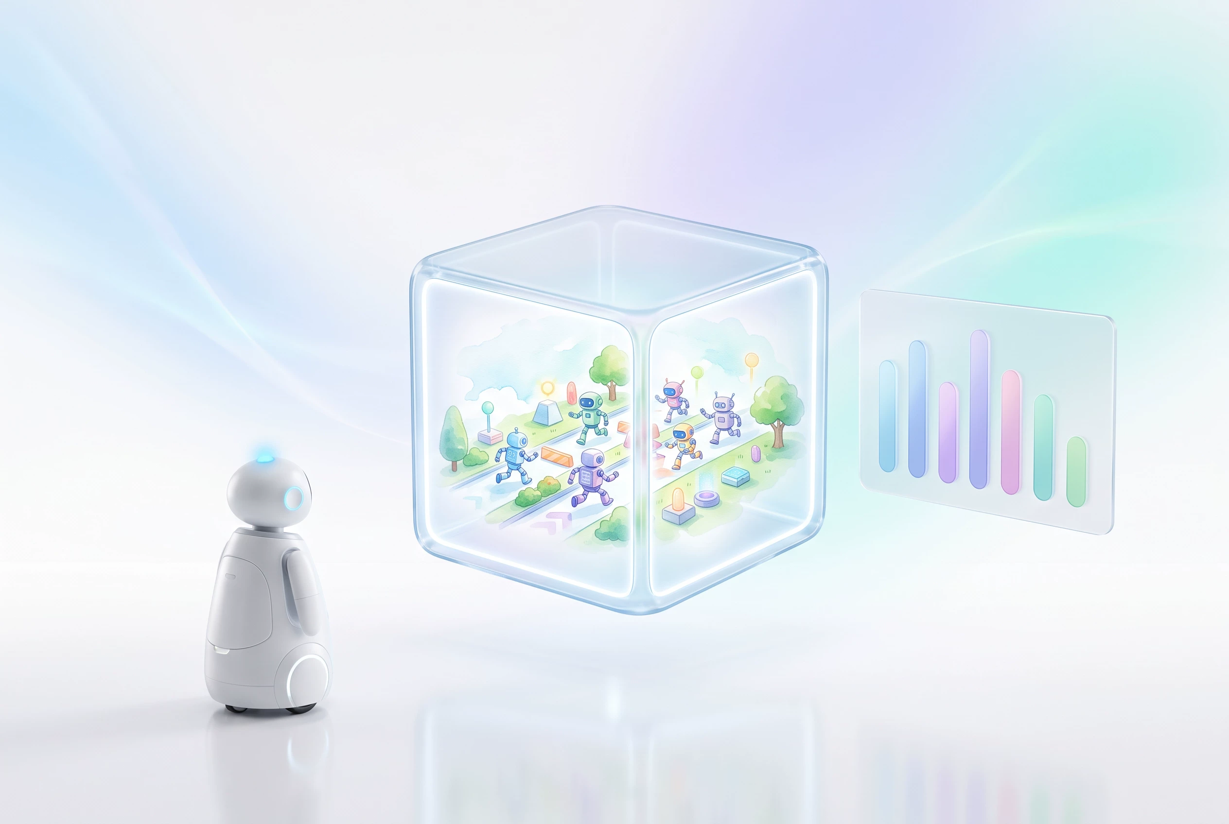 Candidate robot policies ranked in a generated virtual proving ground