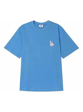 MLB SS24 洛杉矶道奇队 圆领印花logo短袖航海撞色多巴胺T恤