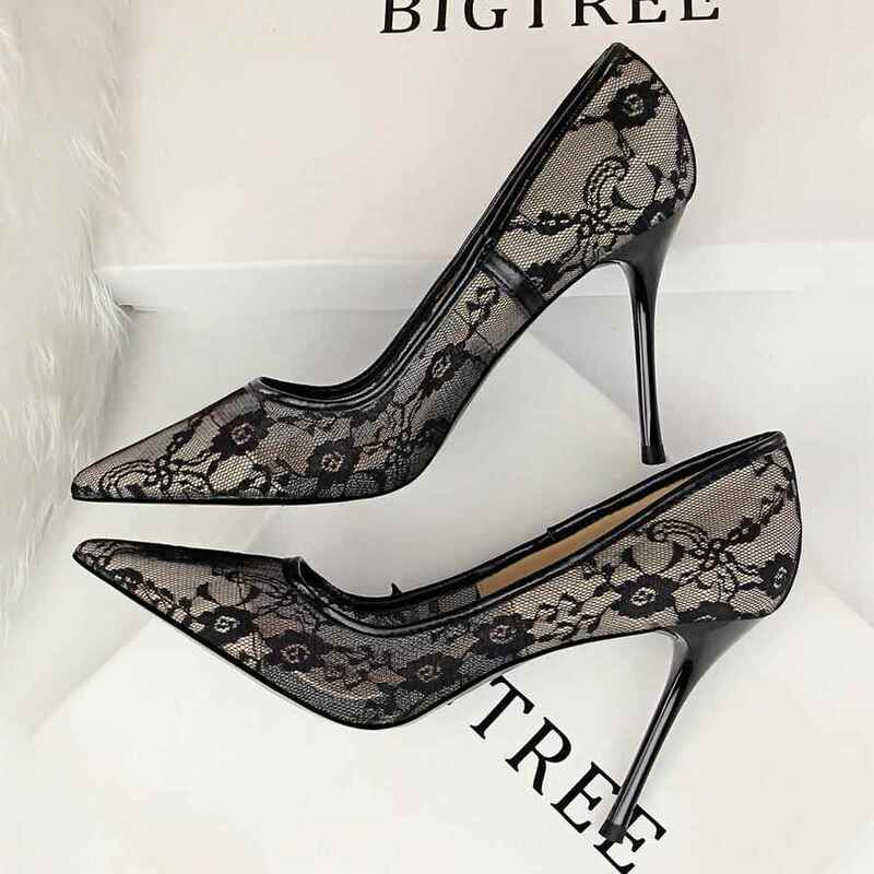 Huidong County Pingshan Dashu Shoes 1853-1 European and American Style Sexy Slimming High Heels Women's Shoes with Thin Heels and Shallow Pointed Toe