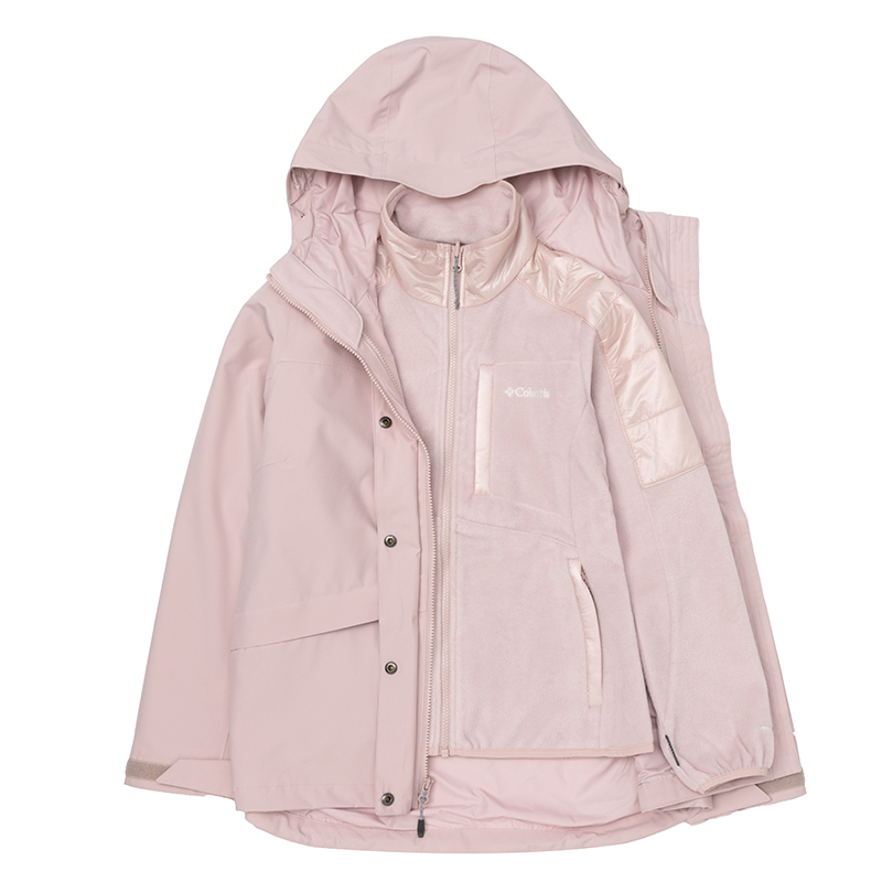 Columbia哥伦比亚摇粒绒三合一冲锋衣外套女秋冬抓绒内胆运动夹克