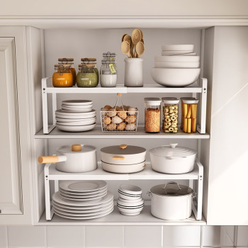 Telescopic kitchen layered storage rack pot rack countertop cabinet sink sink dish seasoning storage microwave oven rack storage